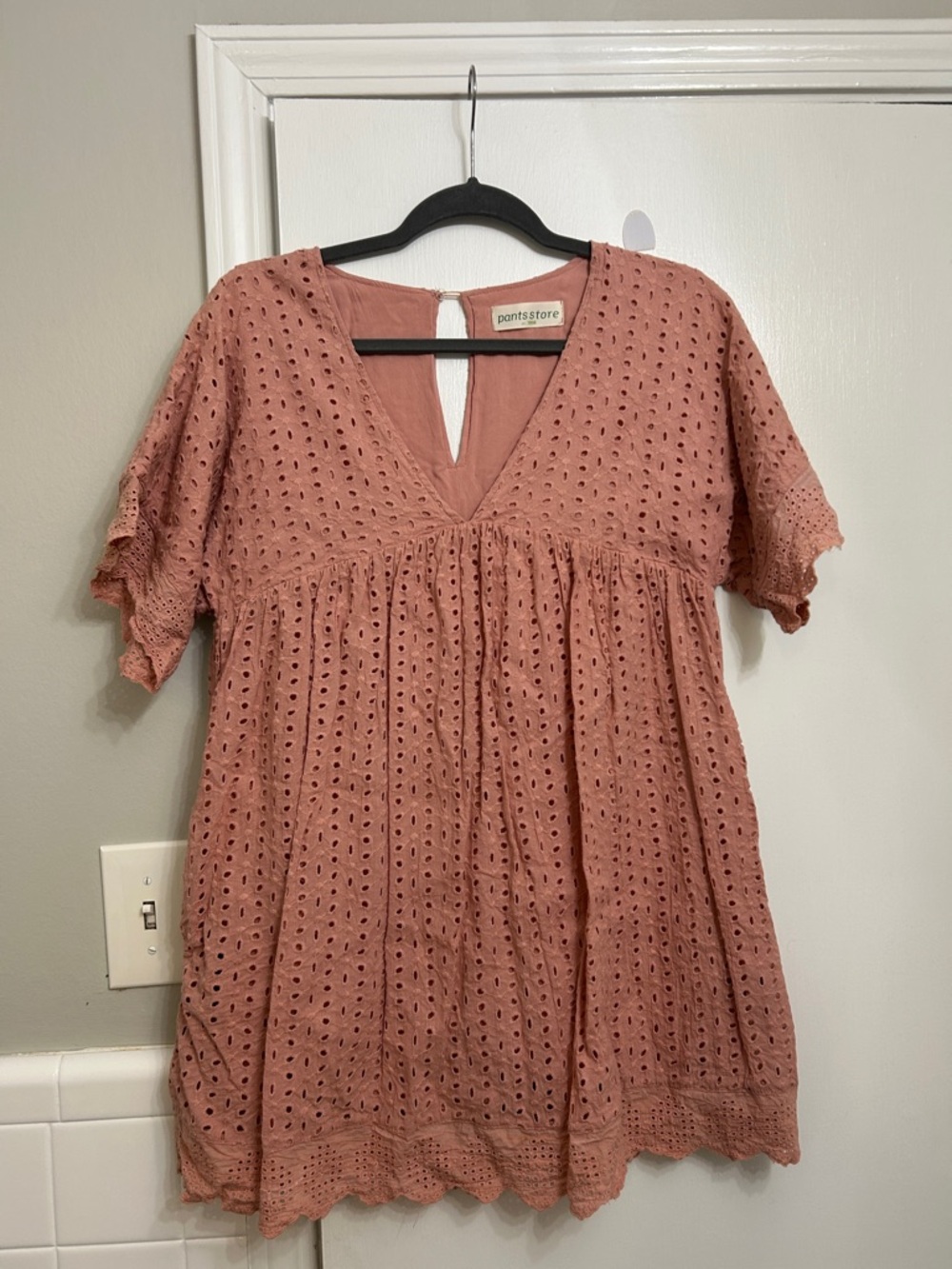 Rose Eyelet V-Neck Sundress with Built-in Shorts